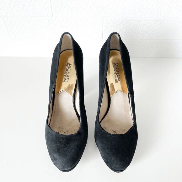 Michael Kors Womens Haven Suede Chunky Platform Heels Black 9M - Picture 7 of 9